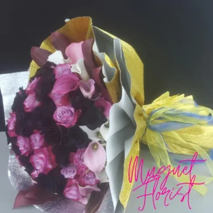 Black and Purple Delight Wrap Bouquet #214