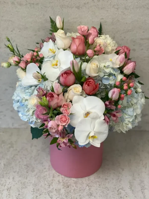 Orchids Hydrangeas Roses Pink Box